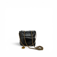 Chanel Mini 22 Bag Shiny Calfskin Black GHW (Microchip)