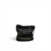 Chanel Mini 22 Bag Shiny Calfskin Black SHW (Microchip)