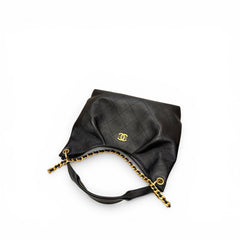 Chanel Large Hobo Bag Calfskin Black (Microchip)