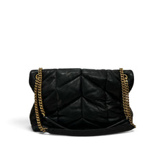 Saint Medium Laurent Loulou Puffer Bag Lambskin Black