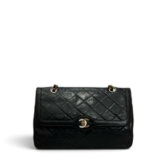 Chanel Vintage Two-Tone CC Flap Bag Lambskin Black