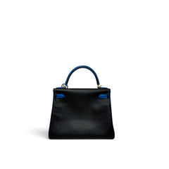 Hermes Kelly 28 Epsom Black&Blue GHW Square R