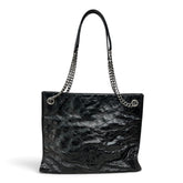 YSL Saint Laurent Large Niki Shopping Tote Black Crinkled Calfskin