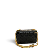 Chanel Long Vanity with Gold Pillar Chain Lambskin Black (Microchip)