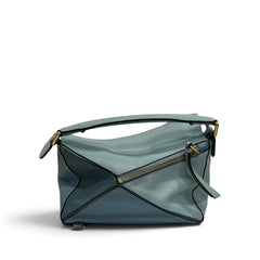 Loewe Small Puzzle Bag Soft Grained Calfskin Stone Blue