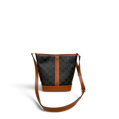 Celine Small Bucket Triomphe Canvas / Calfskin Tan