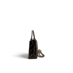 Chanel Mini Kelly Shopping Tote Bag Patent Black (Microchip)