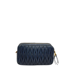 Miu Miu Matelasse Crossbody Double Zip Bag Blue