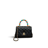 Chanel Mini Coco Handle Multicoloured Handle Lambskin Black