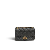 Chanel Mini Grained Flap Bag Grained Lambskin Black (Microchip)