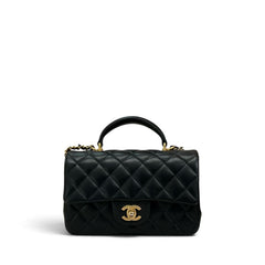 Chanel Top Handle Mini Rectangular Flap Bag Lambskin Black (Microchip)