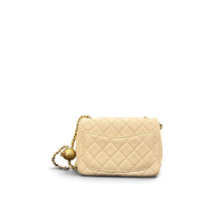 Chanel Pearl Crush Mini Square Flap Bag Lambskin Beige (Microchip)