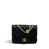 Chanel Sweet Camellia Mini Flap Bag Lambskin Black (Microchip)