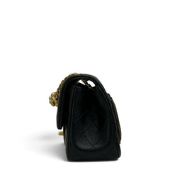 Chanel Sweet Camellia Mini Flap Bag Lambskin Black (Microchip)