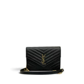Saint Laurent Cassandre Envelope Wallet on Chain Black