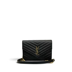 Saint Laurent Cassandre Envelope Wallet on Chain Black