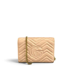 Gucci GG Marmont Matelasse Wallet on Chain Pink