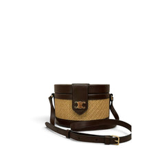 Celine Medium Tambour Bag Raffia / Calfskin
