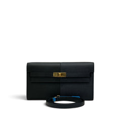 Hermes Kelly To Go Epsom Bleu Indigo / Noir STAMP Z
