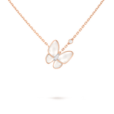 Van Cleef & Arpels Two Butterfly pendant 18K rose gold, 18K white gold, Diamond, Mother-of-pearl