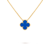 Van Cleef & Arpels Vintage Alhambra Pendant, Blue Agate, Yellow Gold