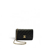 Chanel CC Wallet on Chain Caviar Black GHW (Microchip)