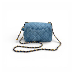 Chanel Crush Mini Square Flap Denim Bag (Microchip)