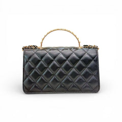 Chanel Top Pearl Handle Flap Bag Lambskin Black (Microchip)