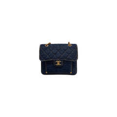 Chanel Square Flap Blue Denim Antique Gold Hardware