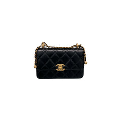 Chanel Double Pearl Crush Bag Lambskin Black (Microchip)