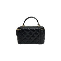 Chanel 22A Top Handle Long Vanity With Chain Lambskin Black