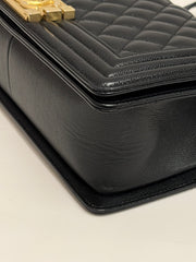 Chanel Medium Boy Bag Caviar Black (Microchip)