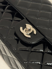Chanel Medium Double Flap Patent Black