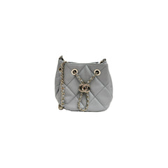 Chanel CC Dweller Drawstring Bucket Bag Lambskin Light Grey