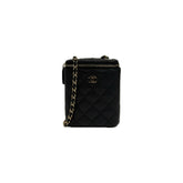 Chanel 22P Vertical Mini Vanity With CC Logo Chain Caviar Black