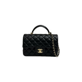 Chanel Top Handle Mini Rectangular Flap Bag Lambskin Black (Microchip)