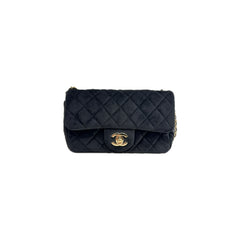 Chanel Mini Pearl Crush Classic Flap Velvet Black