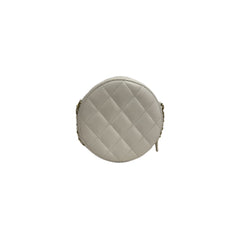 Chanel Round Clutch With Chain Lambskin White