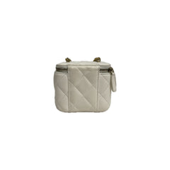 Chanel Pearl Crush Mini Vanity Case With Chain Lambskin White
