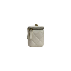 Chanel Pearl Crush Mini Vanity Case With Chain Lambskin White