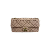 Chanel Twist Heart Flap Crossbody Bag Lambskin Pink Beige