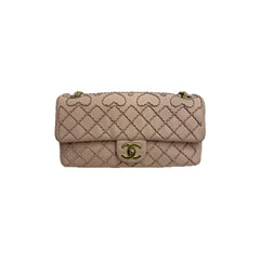 Chanel Twist Heart Flap Crossbody Bag Lambskin Pink Beige