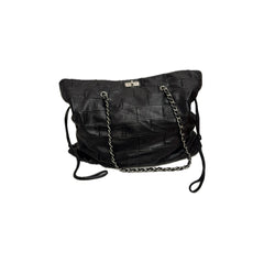 Chanel Lambskin Igloo Drawstring Tote Lambskin Black