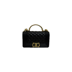 Chanel Small Top Handle Boy Bag Caviar Black (Microchip)