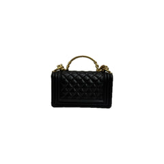 Chanel Small Top Handle Boy Bag Caviar Black (Microchip)