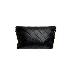 Chanel Medium Pearl Strap Fold Over Shopping Tote Calfskin Black