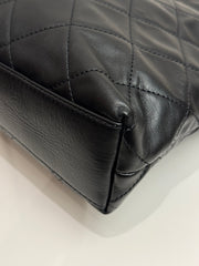 Chanel Medium Pearl Strap Fold Over Shopping Tote Calfskin Black