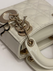 Dior Micro Lady Dior Patent White