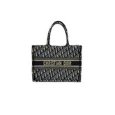 Dior Medium Dior Book Tote Oblique Embroidery Ecru/Blue