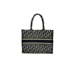 Dior Medium Dior Book Tote Oblique Embroidery Ecru/Blue